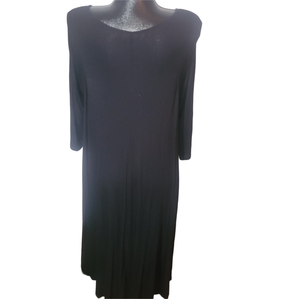 Philosophy Black 3/4 Sleeve High Low Designed Maxi Dress Size L - Picture 6 of 7